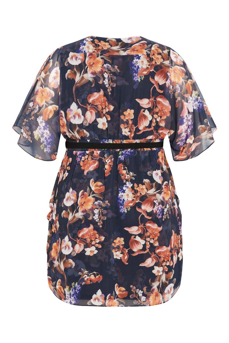 Floral Print Faux Wrap Minidress, Alternate, color, NAVY