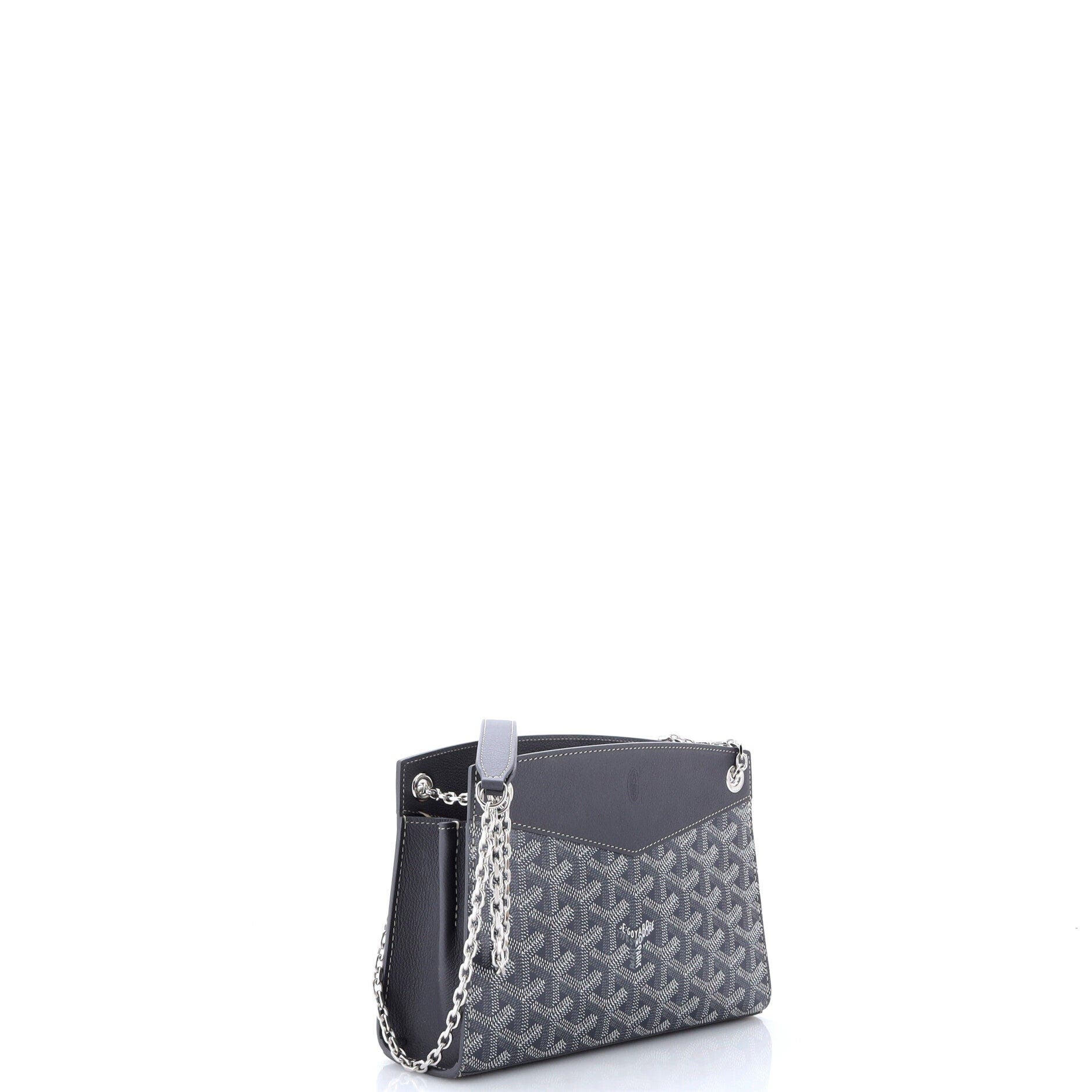 Structured Rouette Chain Shoulder Bag Coated Canvas Mini, Alternate, color, Grey