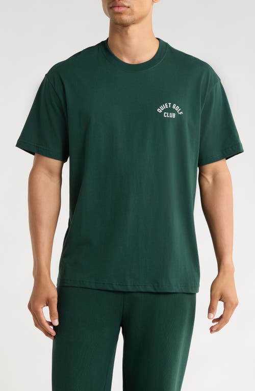 Quiet Golf Stencil Logo Cotton T-Shirt in Forest 