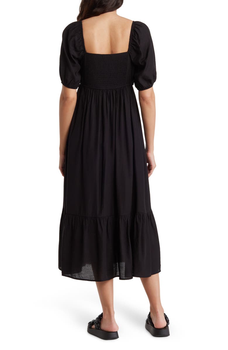 AUGUST SKY Pleated Square Neck Midi Dress, Alternate, color,
