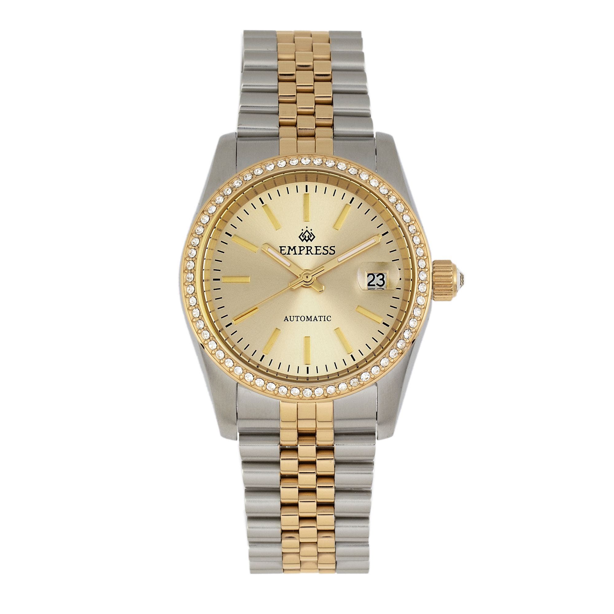 Empress Constance Automatic Bracelet Watch with Date in Yellow 