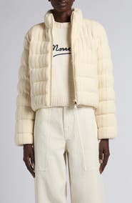 Moncler Rib Quilted Wool & Cashmere Down Puffer Cardigan