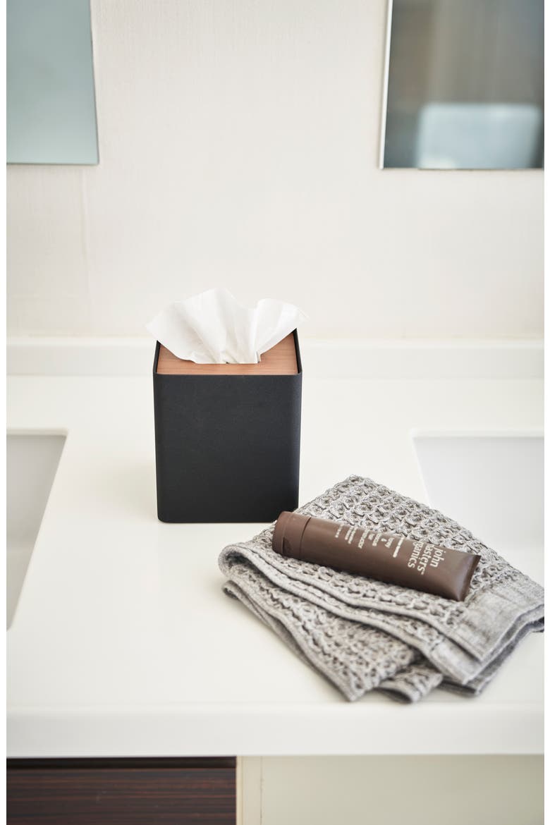 Square Tissue Box Case, Alternate, color, WALNUT
