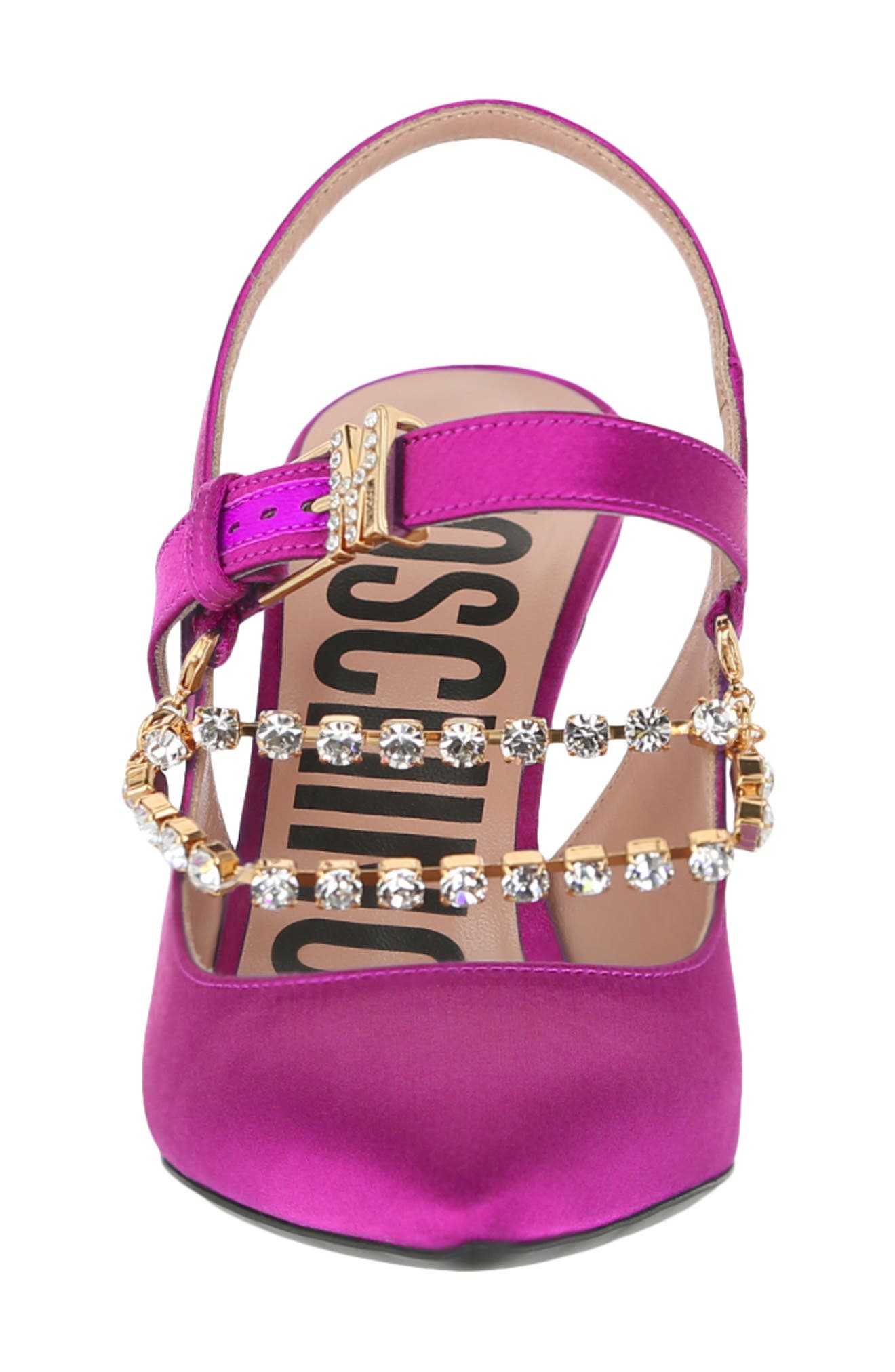 Moschino Crystal Chain Slingback Pump, Alternate, color, 