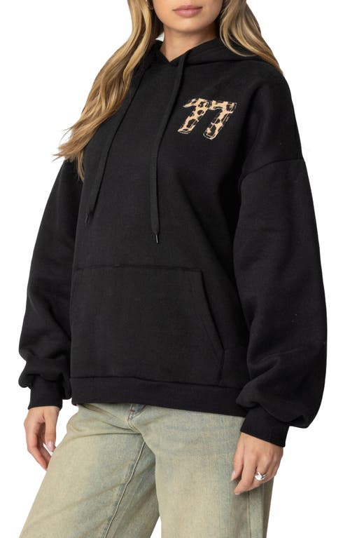 Edikted Leopard 77 Oversized Hoodie In Black