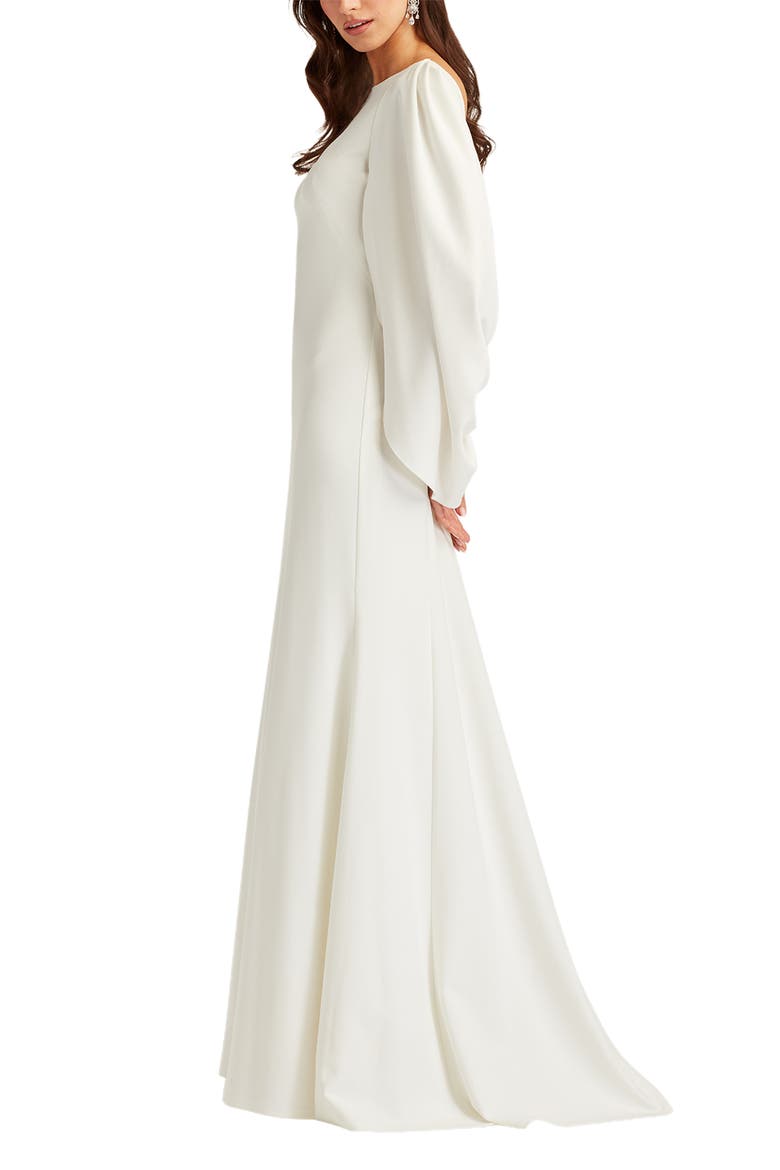 Low Back Crepe Gown, Alternate, color, IVORY