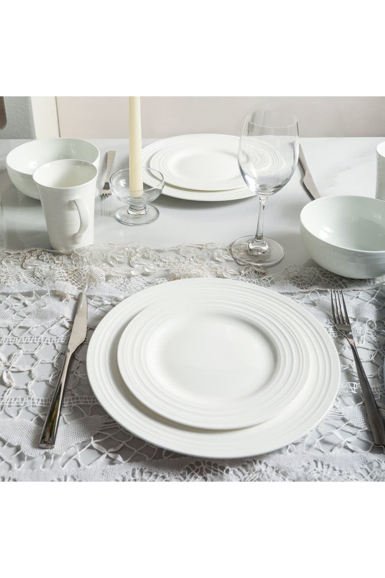 Eleanor Bone China 32-Piec Dinnerware Set, Alternate, color, White
