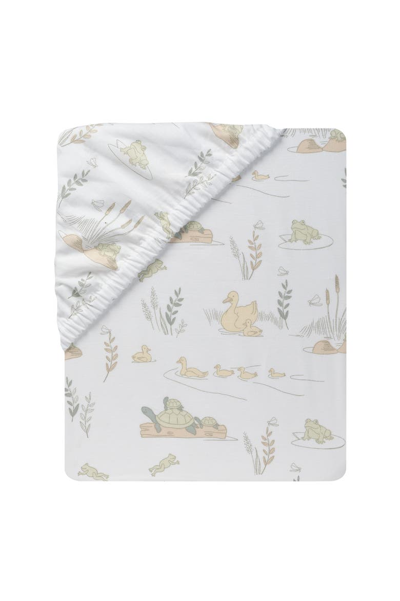 Froggy and Friends 100% Cotton Baby Fitted Crib/Toddler Sheet, Alternate, color, White