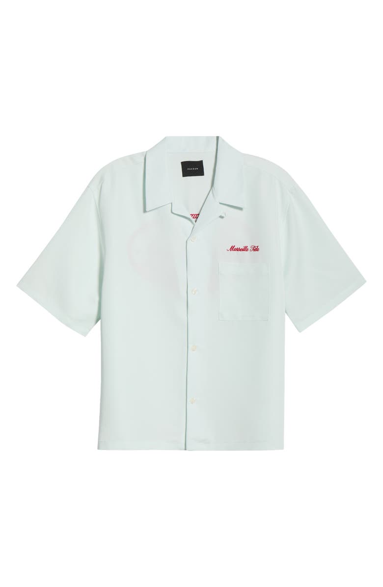 PacSun Ribbon Short Sleeve Button-Up Shirt, Main, color, Light Blue