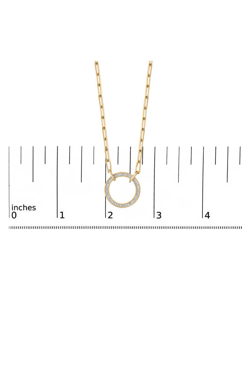 Gold Vermeil 1/10 Cttw Diamond Paperclip Chain Circle Pendant Necklace, Alternate, color, Silver