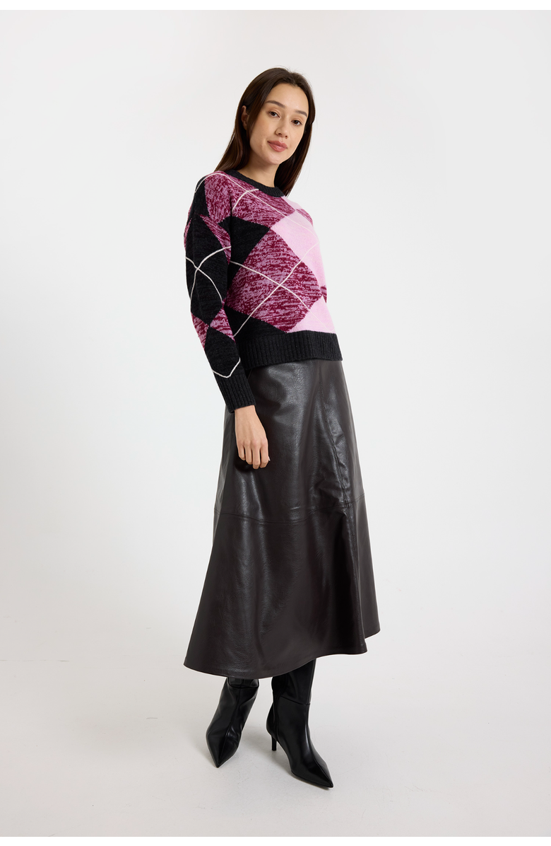 Brodie Pure Cashmere Argyle Crew Neck 100% Cashmere Sweater, Alternate, color, Charcoal