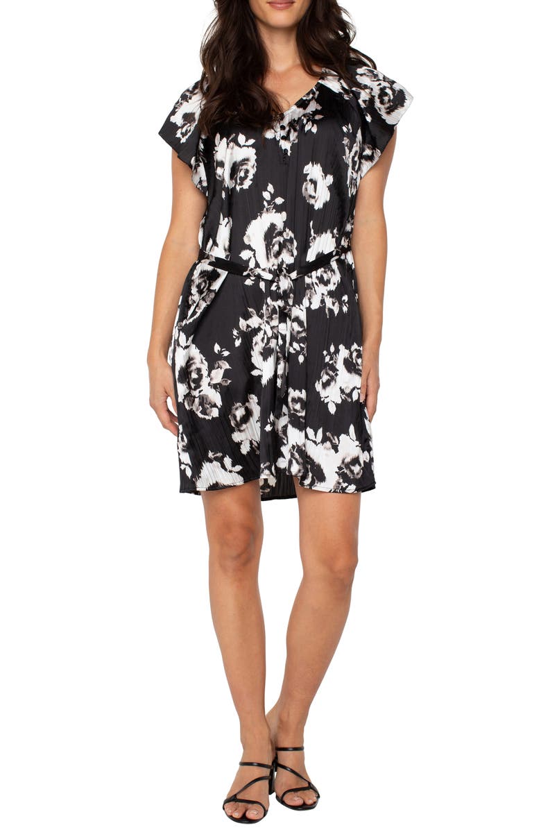 Liverpool Los Angeles Floral Print Flutter Sleeve Dress, Main, color, 
