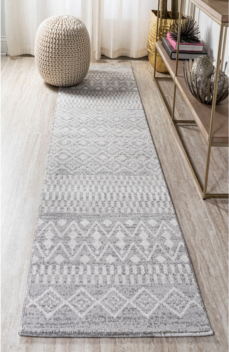 JONATHAN Y Ifrane Berber Geometric Stripe Area Rug, Alternate, color, Gray/Cream