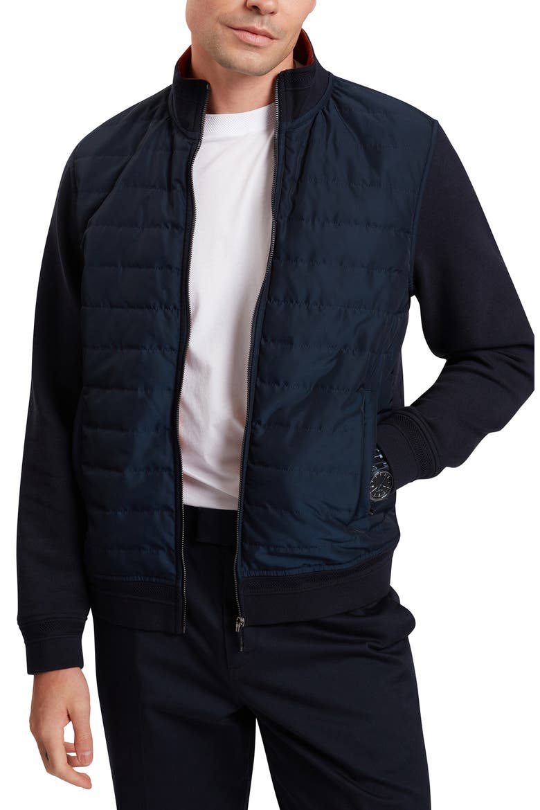 Durano Quilt Front Piqué Jacket, Main, color, NAVY