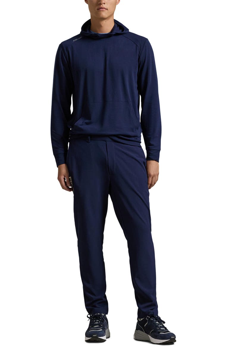 Polo Ralph Lauren Lounge Jersey Hooded Sweatshirt, Alternate, color, Oxford Blue