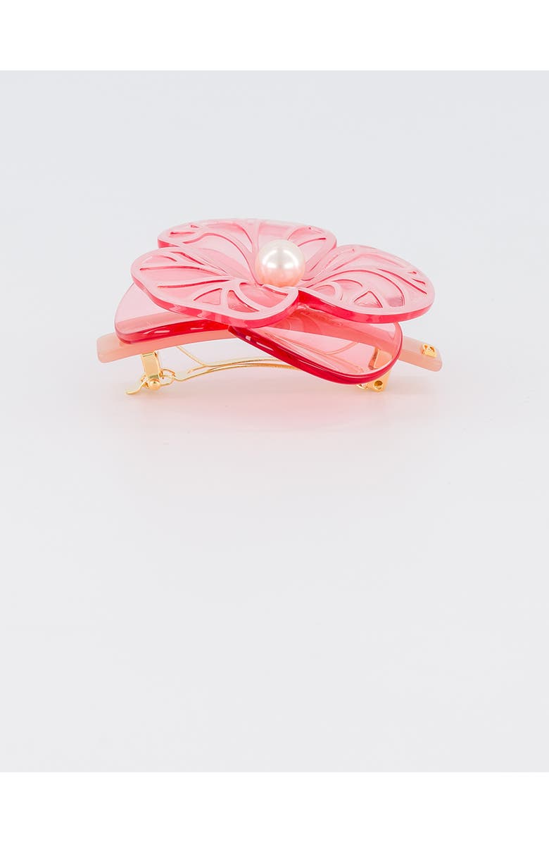Alexandre de Paris Boheme camelia acetate hair barette, Alternate, color, Pink