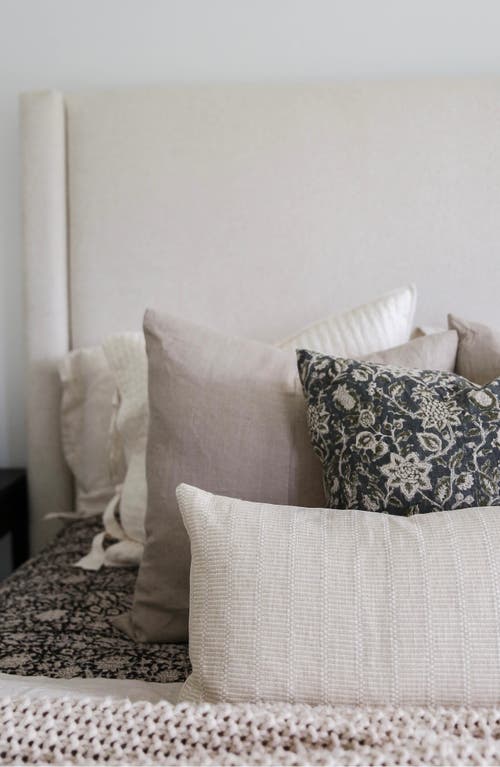 Linen & James Hadley Woven Cream & Sand Stripe Pillow Cover In Cream