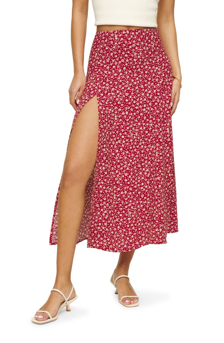 Reformation Zoe Side Slit Midi Skirt, Main, color,