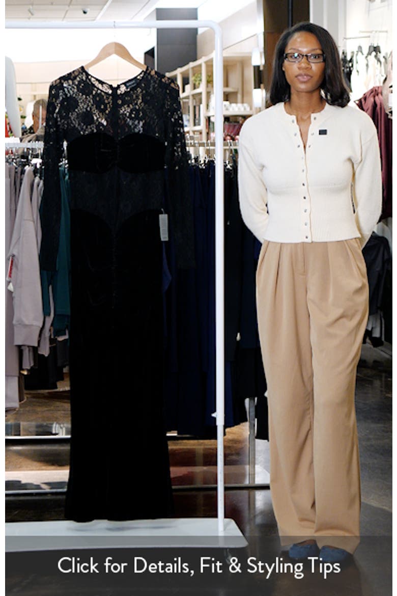 Helenie Velour & Lace Long Sleeve Dress video