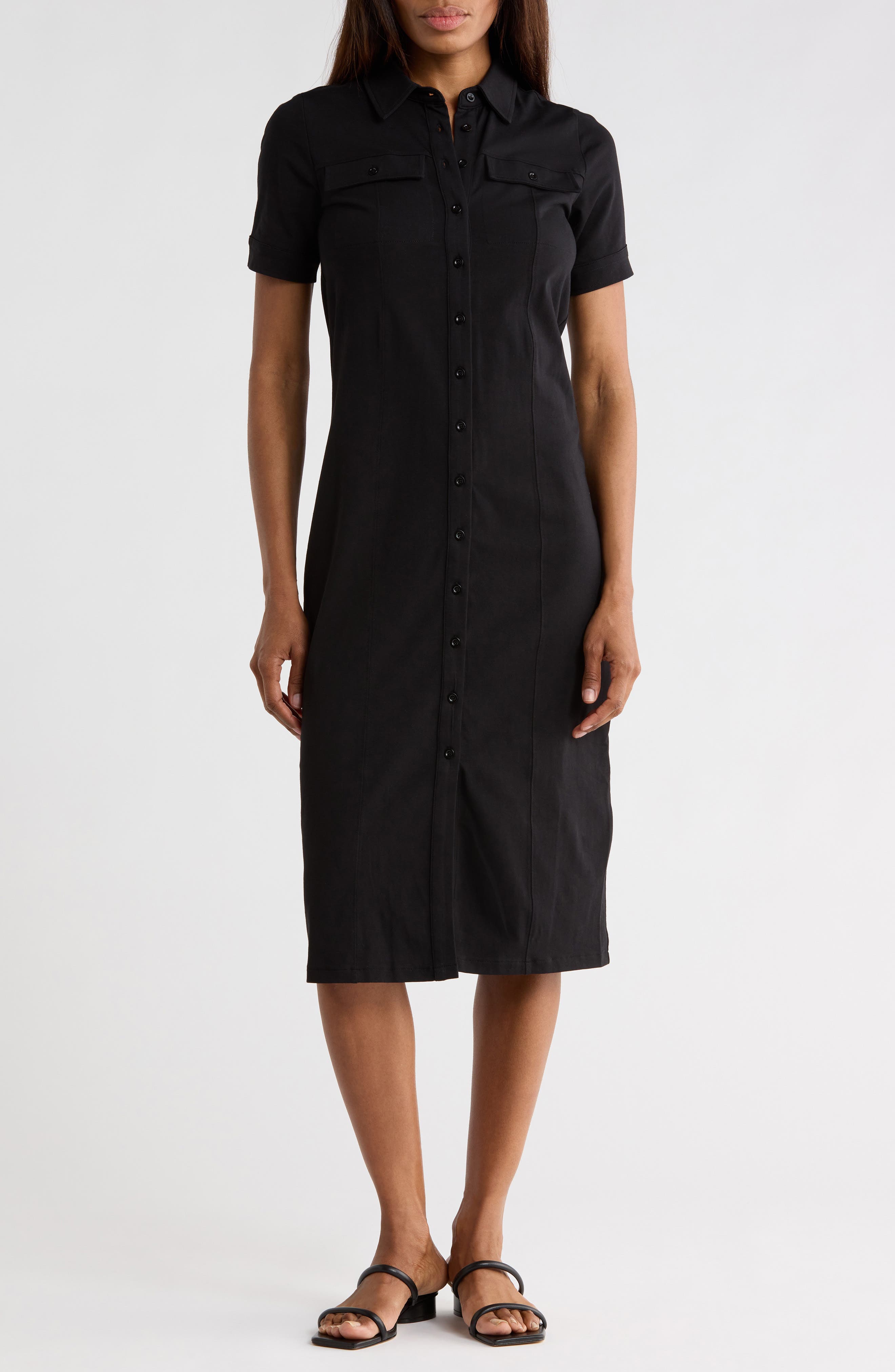 FRAME Short Sleeve Jersey Shirtdress