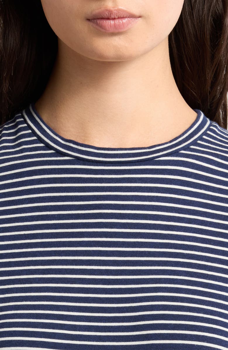 Nili Lotan Lana Stripe Cotton T-Shirt, Alternate, color, Navy/ Natural Stripe