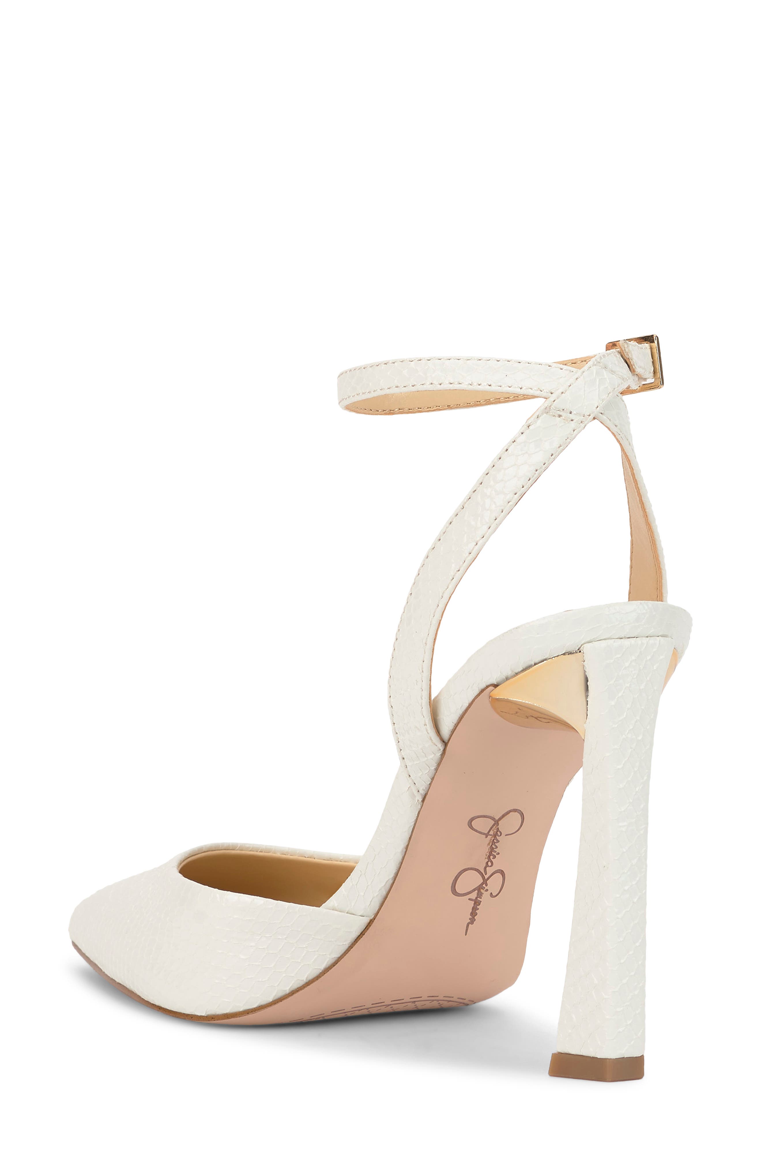 Jessica Simpson Ocanna Ankle Strap Pointed Toe Pump, Alternate, color, Bright White