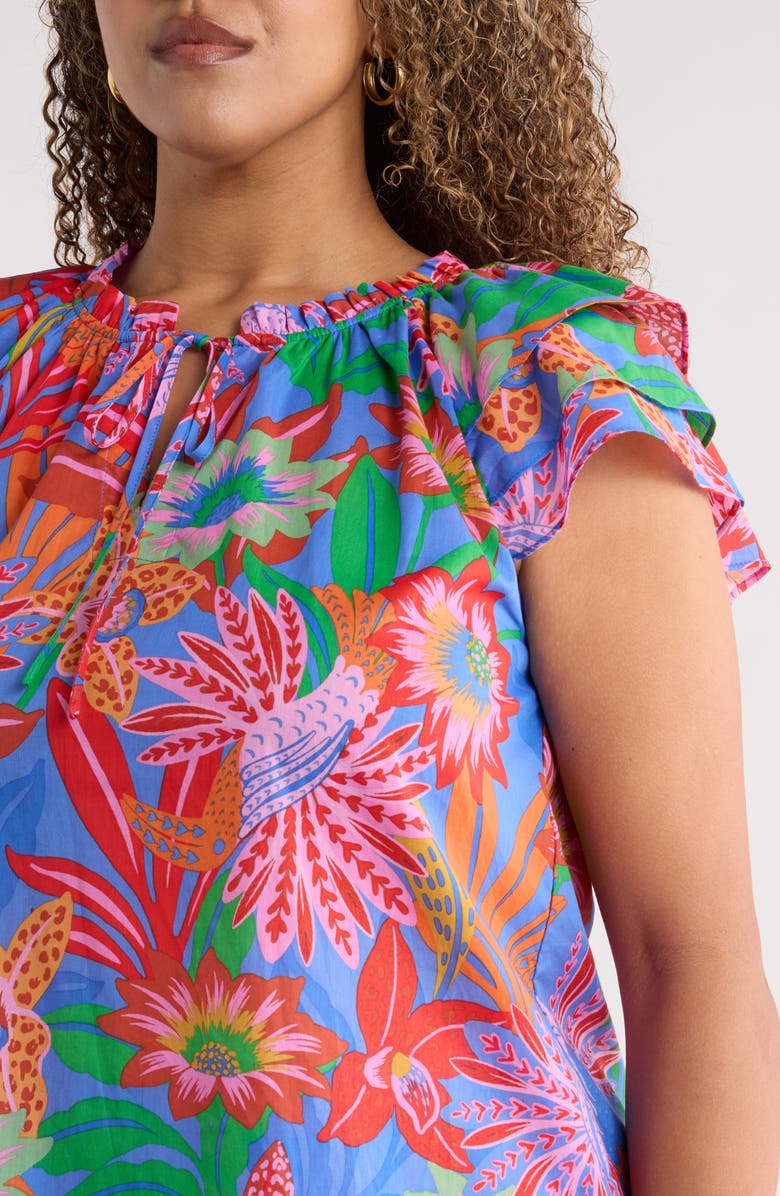 SUGARLIPS Cindal Floral Hita Ruffle Top, Alternate, color, Blue-Pink-Multi