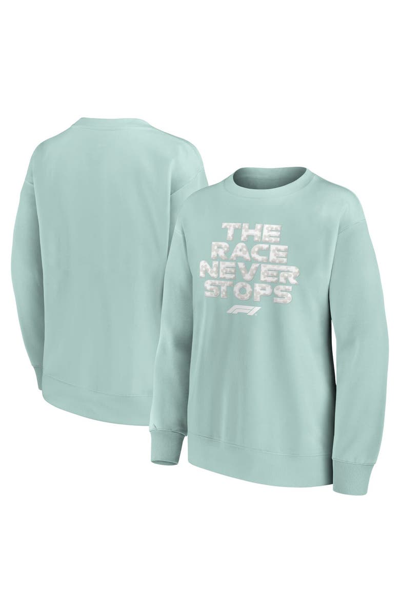 FANATICS Women's Fanatics Branded Green Formula 1 Merchandise Floral Slogan Fleece Pullover Sweatshirt, Alternate, color,
