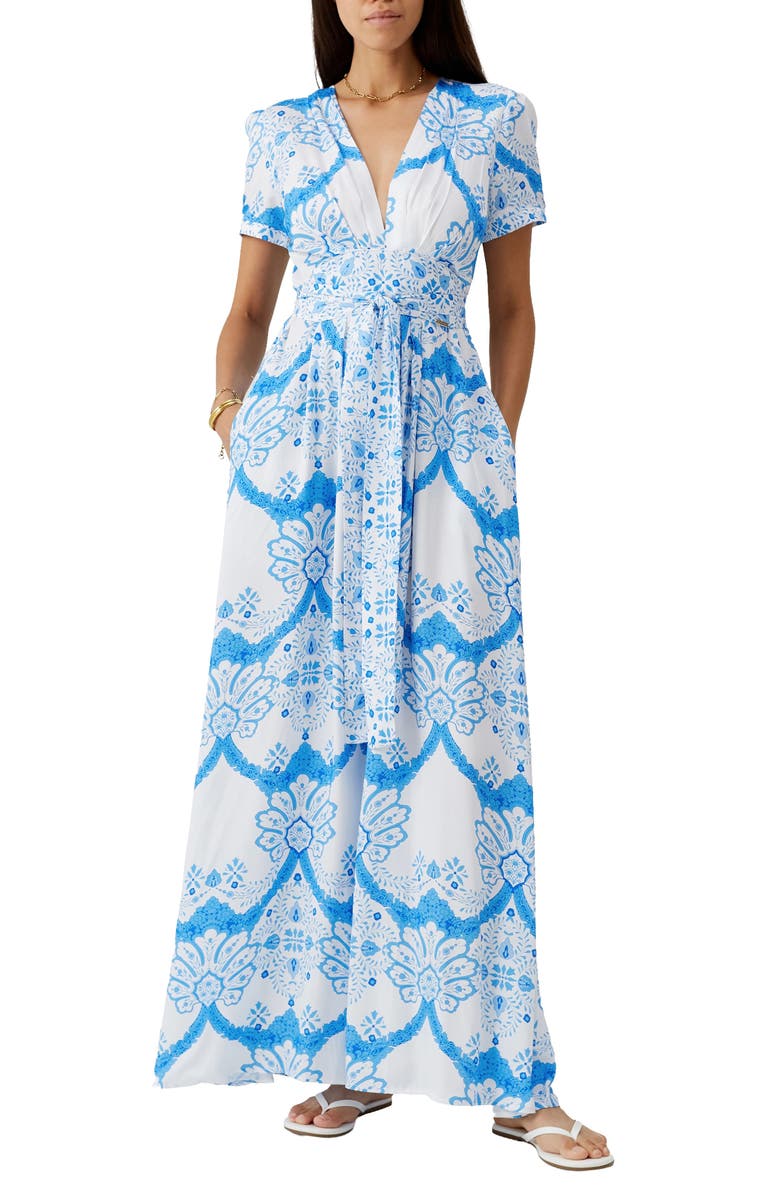 Melissa Odabash Lou Print Cover-Up Maxi Dress, Main, color, 