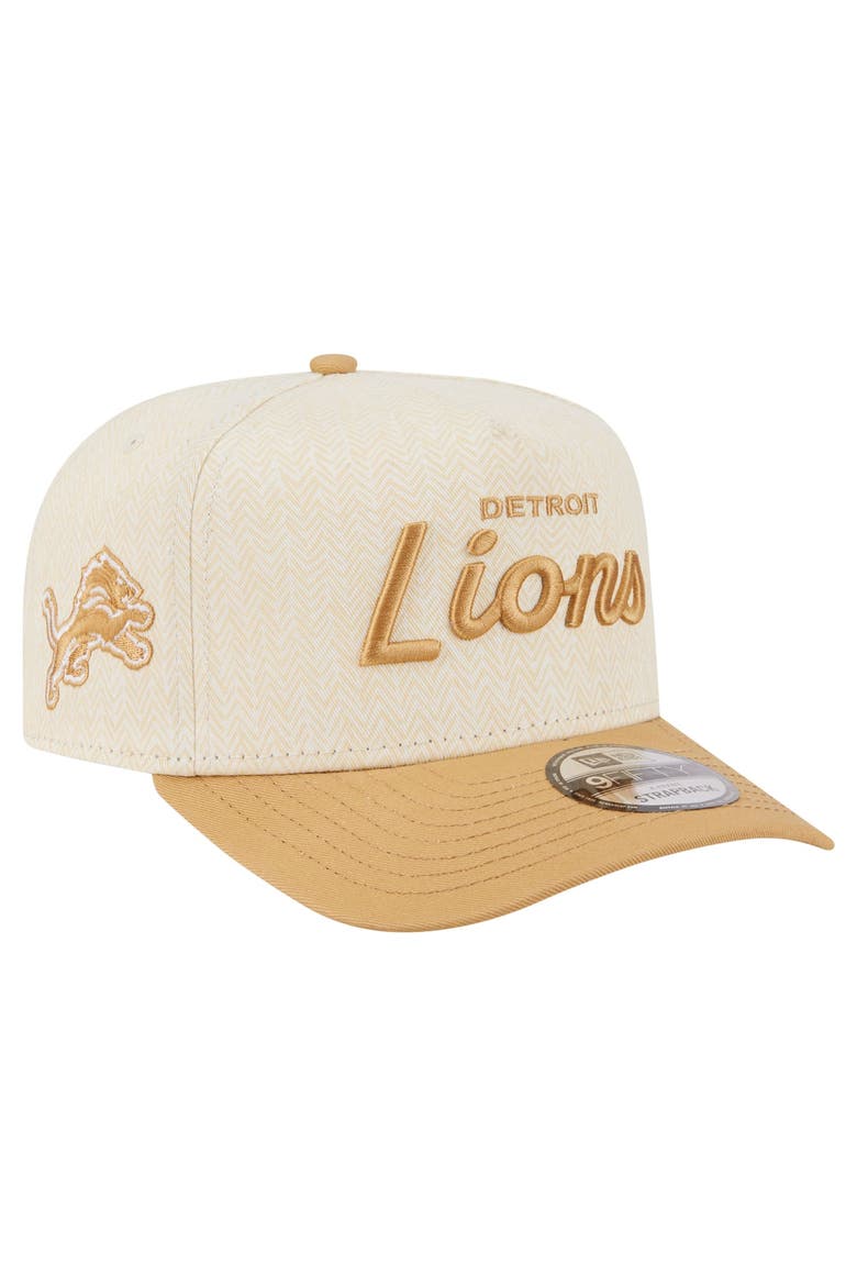 Men's New Era  Cream Detroit Lions Herringbone 9FIFTY A-Frame Snapback Hat, Main, color, Cream