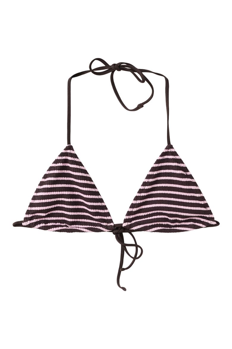 Stripe Rib Triangle Bikini Top, Main, color, CHOCOLATE