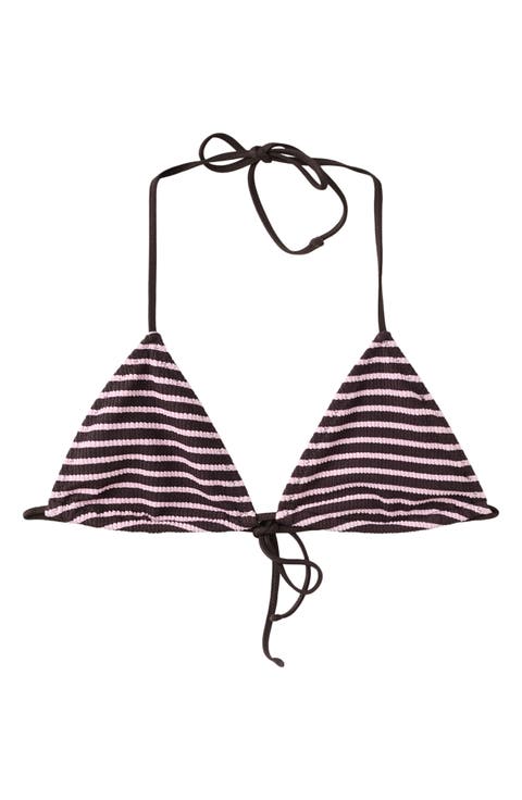 Stripe Rib Triangle Bikini Top