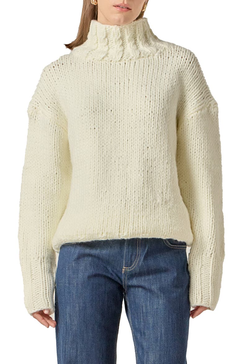 Chunky Turtleneck Sweater, Main, color, CREAM