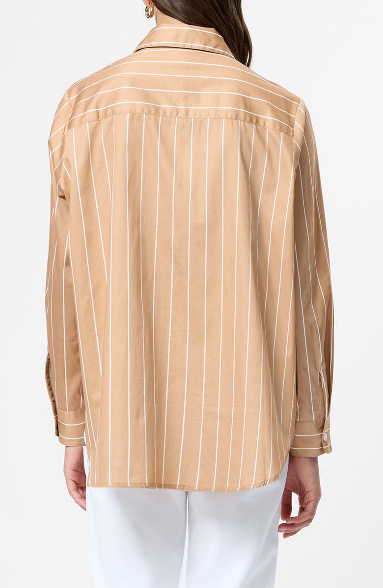 French Connection Alexis Stripe Cotton Poplin Button-Up Shirt, Alternate, color, Macchiato