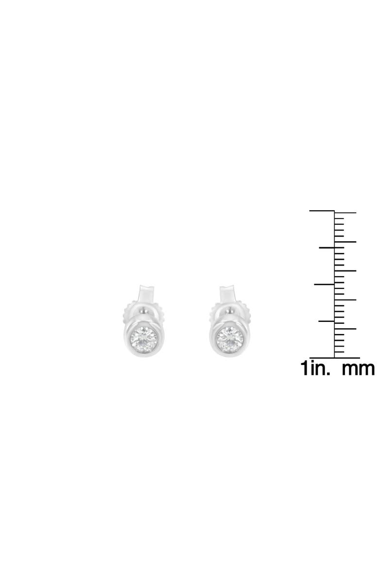 10K Gold 1/7 Ct Round Diamond Bezel- Stud Earrings, Alternate, color, White