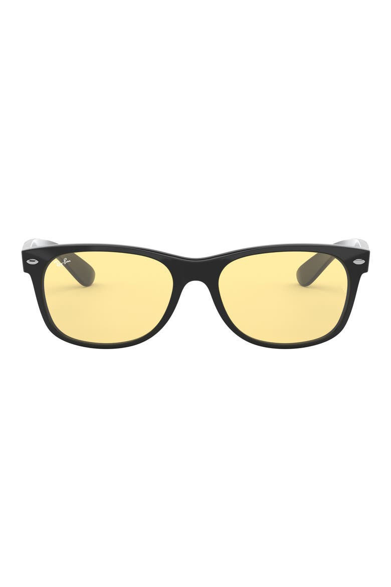 New Wayfarer 55mm Rectangular Sunglasses, Main, color, BLACK / YELLOW