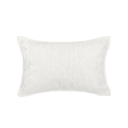 Elisabeth York Avon Embroidered Tone On Tone Cotton Velvet Decorative Throw Pillow In White