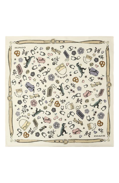 Iconic Motifs Square Silk Scarf