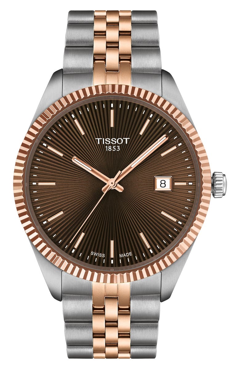 Tissot Ballade Two-Tone Bracelet Watch, 40mm, Main, color, Brown