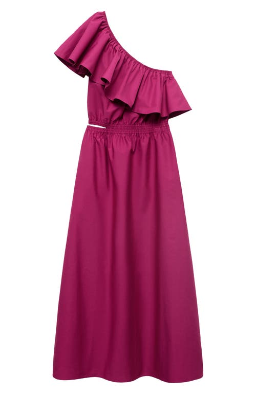 Mango Asymmetric Cutout One-shoulder Maxi Dress In Pink