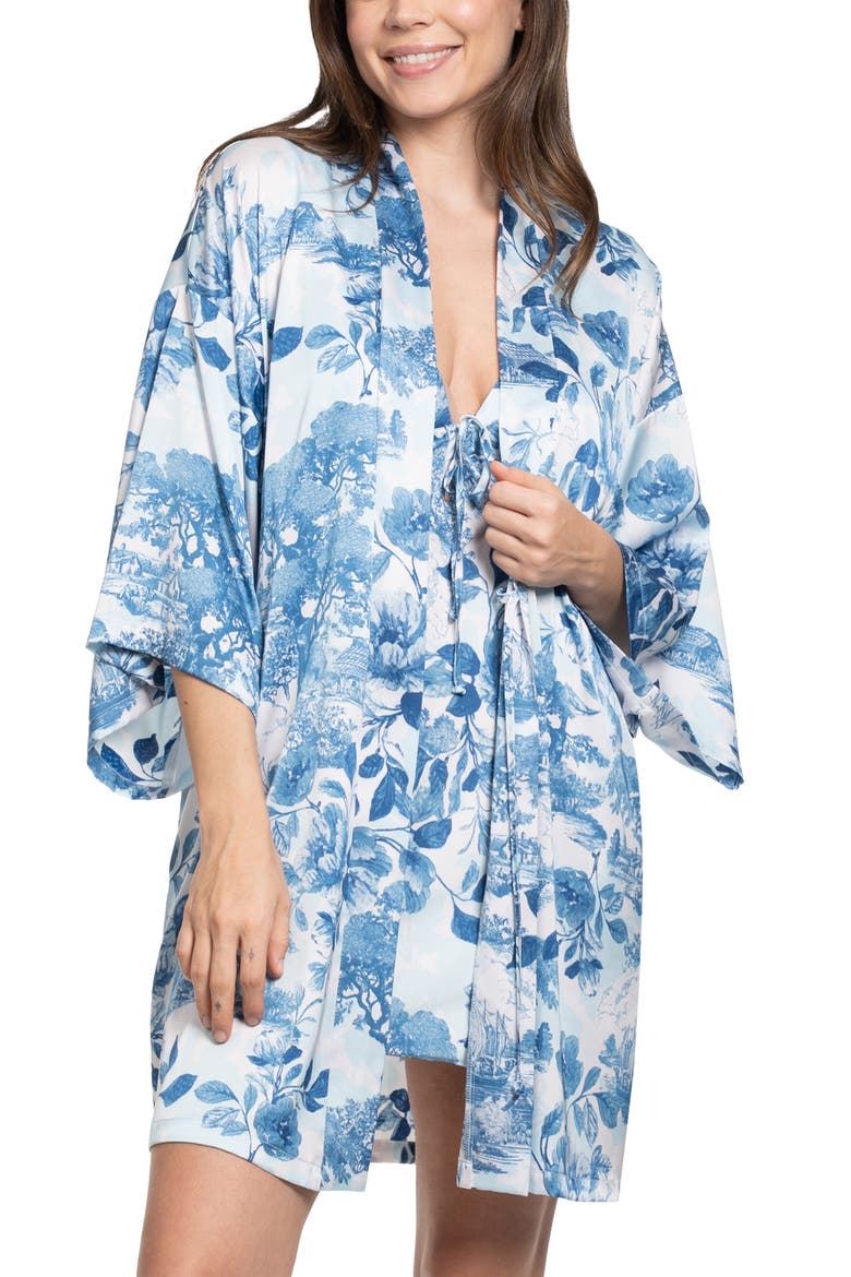 Floral Satin Wrap, Alternate, color, BLUE