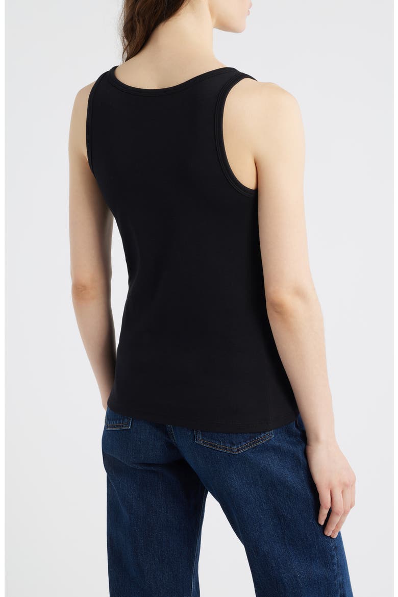 Slim Fit Scoop Neck Stretch Cotton Tank, Alternate, color, BLACK