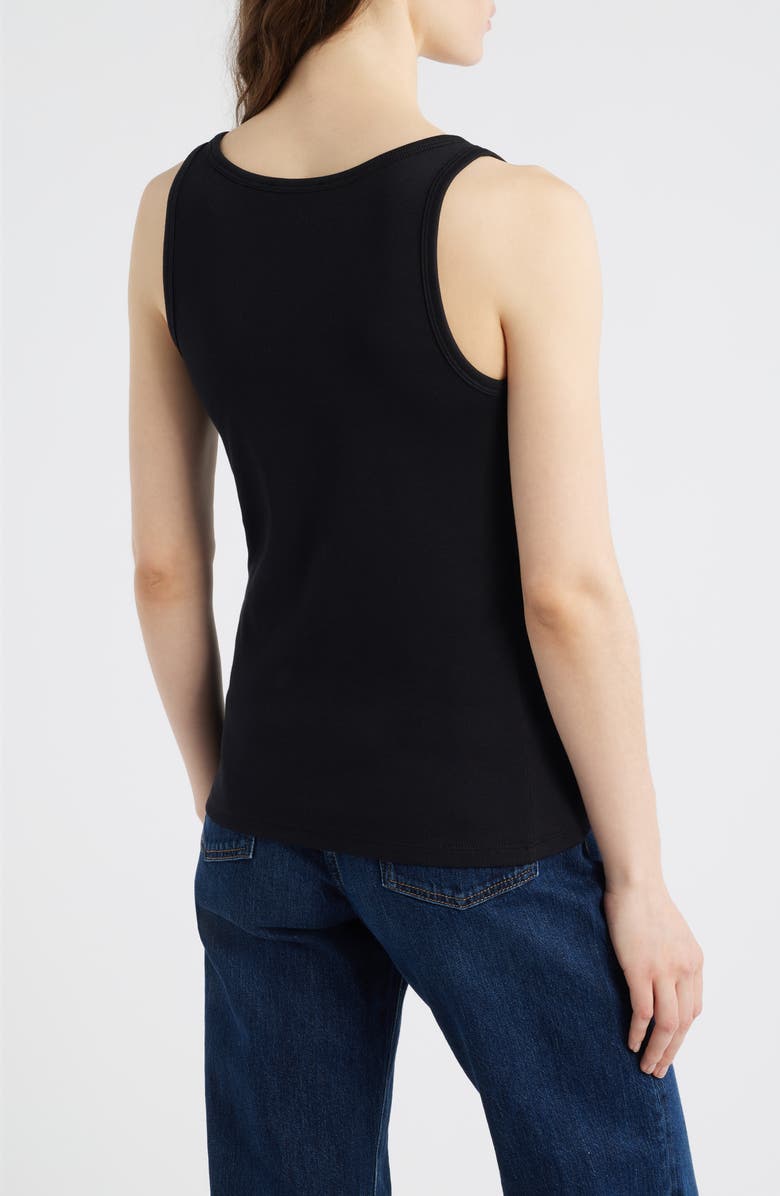Eileen Fisher Slim Fit Scoop Neck Stretch Cotton Tank, Alternate, color, Black