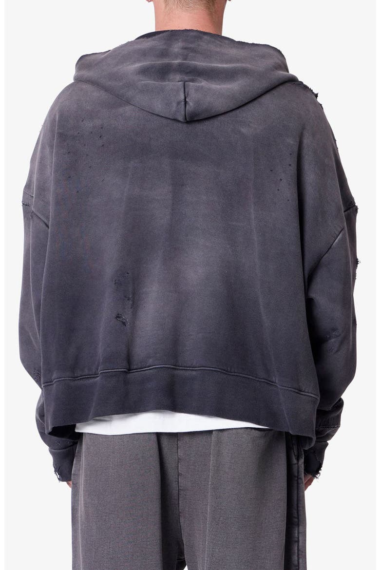 Distressed Thermal Lined ZIp Hoodie, Alternate, color, BLACK
