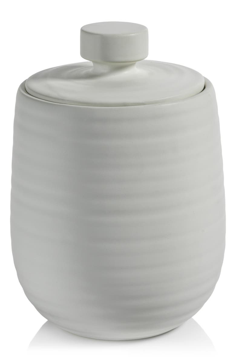 Zodax Azores Lidded Ceramic Vase, Main, color, White