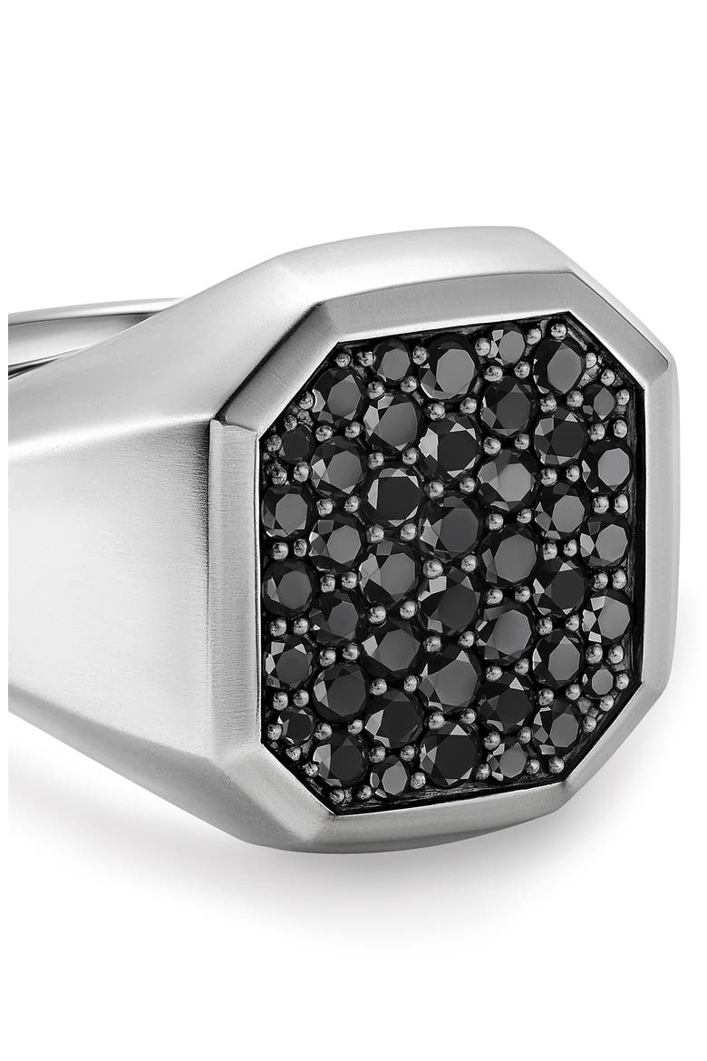 Streamline Signet Ring in Sterling Silver with Black Diamonds, 18mm, Alternate, color, SILVER