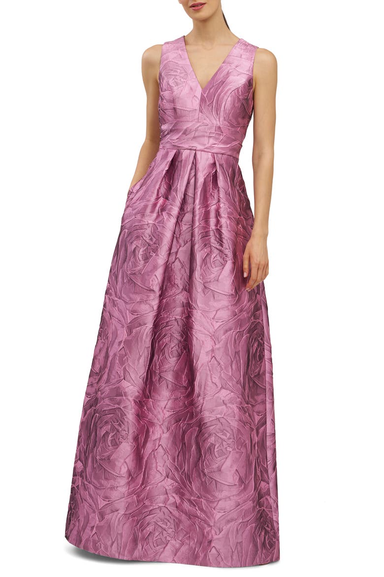 Mariah Crinkle Pleated Gown, Main, color, HEATHER ROSE