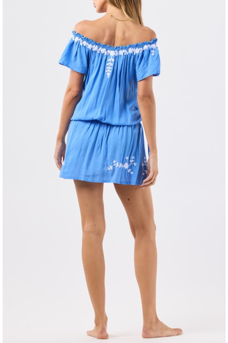 Mojito Off the Shoulder Minidress, Alternate, color, CORNFLOWER BLUE WHITE
