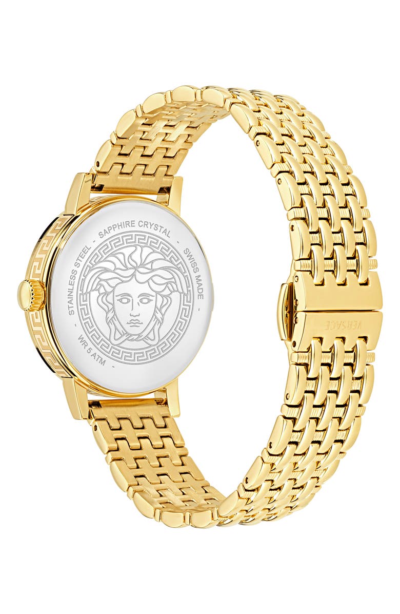 Versace Greca Fortuna Bracelet Watch, 35mm, Alternate, color, Yellow Gold