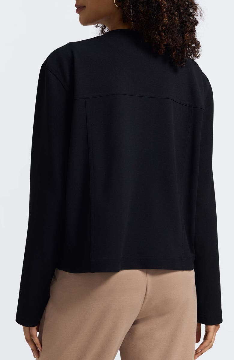 Foxcroft Valerie Crepe Knit Jacket, Alternate, color, Black